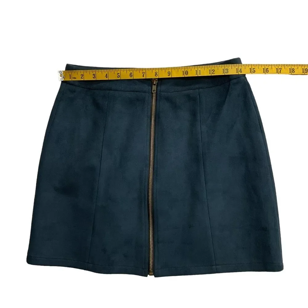 Hyfve Women's Zip‎ Up A-Line Mini Skirt Navy Blue Size M Rise Casual Chic